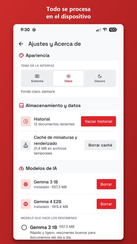 Pantalla de ajustes